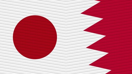Bahrain and Japan Two Half Flags Together Fabric Texture Illustration