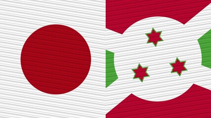 Burundi and Japan Two Half Flags Together Fabric Texture Illustration