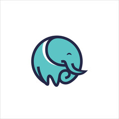 circle elephant logo design vector.