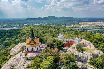 Fototapeta na wymiar Aerial view of Wat Phra Phutthachai in Saraburi, Thailand