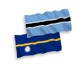 Flags of Republic of Nauru and Botswana on a white background