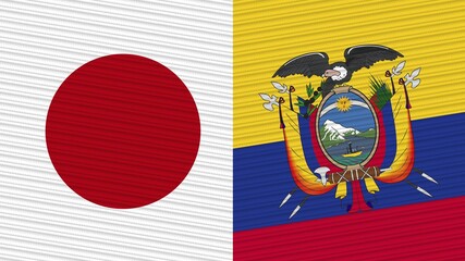 Ecuador and Japan Two Half Flags Together Fabric Texture Illustration