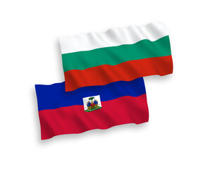 Flags of Republic of Haiti and Bulgaria on a white background