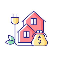 Green pricing program RGB color icon. Utility service cost for residential buildings. Paying for electrical power. Isolated vector illustration. Price for energy purchase simple filled line drawing