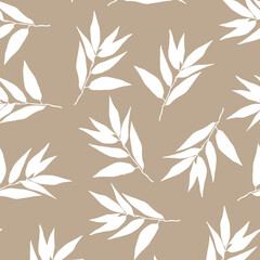 Obraz premium Seamless pattern of bamboo branches. Contour illustration. Design for fabric, print, wallpaper, packaging, textiles.