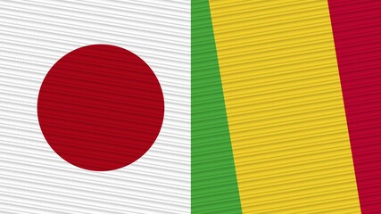 Mali and Japan Two Half Flags Together Fabric Texture Illustration