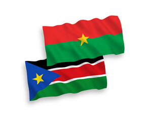 Flags of Burkina Faso and Republic of South Sudan on a white background