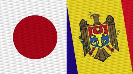 Moldova and Japan Two Half Flags Together Fabric Texture Illustration