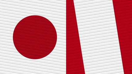 Peru and Japan Two Half Flags Together Fabric Texture Illustration