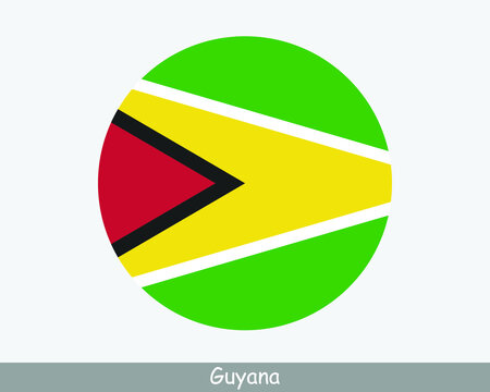 Guyana Round Circle Flag. Guyanese Circular Button Banner Icon. EPS Vector