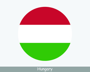 Hungary Round Circle Flag. Hungarian Circular Button Banner Icon. EPS Vector