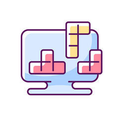 Puzzles RGB color icon. Isolated vector illustration.. Different shaped blocks drop with different speed. Intelectual activities for family and friends simple filled line drawing