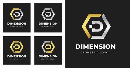 Letter D logo design template with geometric shape style
