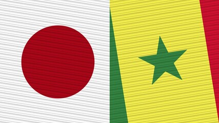 Senegal and Japan Two Half Flags Together Fabric Texture Illustration