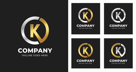 Letter K logo design template with circle shape style