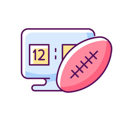 Online football games RGB color icon. Isolated vector illustration.. Modern sport matches simulator types. Competitive time spending with friends and family simple filled line drawing