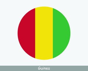 Fototapeta premium Guinea Round Circle Flag. Guinean Circular Button Banner Icon. EPS Vector