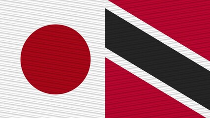 Trinidad and Tobago and Japan Two Half Flags Together Fabric Texture Illustration