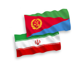 Flags of Eritrea and Iran on a white background