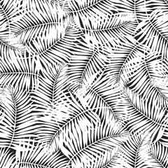 Seamless pattern of tropical leaves in black and white. You can use it for your own design.