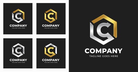 Letter C logo design template with geometric shape style
