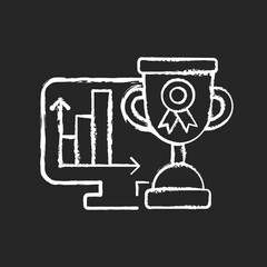 Performance evaluation chalk white icon on dark background. Assessment for business project. Professional achievement. Work monitoring tools. Isolated vector chalkboard illustration on black