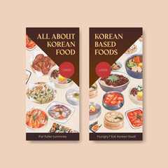 Flyer template with Korean foods concept,watercolor style