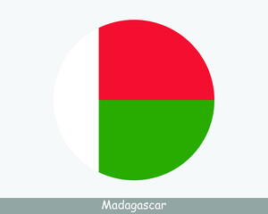 Madagascar Round Circle Flag. Malagasy Circular Button Banner Icon. EPS Vector