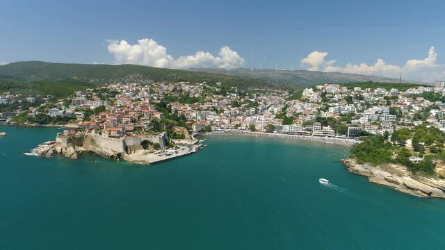 Aerial view of the old city of Ulcinj