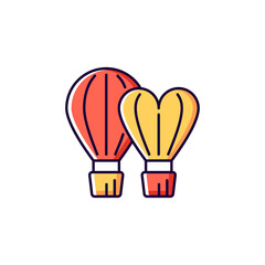 Fototapeta premium Taiwan International balloon festival red and yellow RGB color icon. Isolated vector illustration. Flight technology. Hot air balloons. Taiwanese festival celebration simple filled line drawing