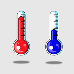 Cartoon weather thermometers/ Color vector illustration