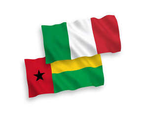 Flags of Italy and Republic of Guinea Bissau on a white background
