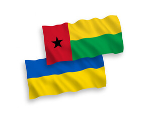 Flags of Republic of Guinea Bissau and Ukraine on a white background