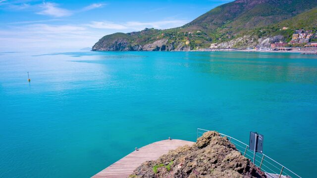 Levanto, La Spezia, IT a town on the coast of Ligurian sea and included in the Cinque Terre National Park, the gateway to visit the Italian Riviera gems 4K CINEMATIC CAMERA RAW