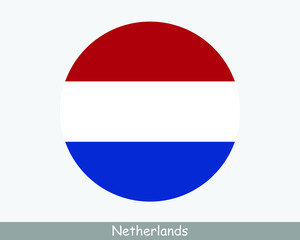Netherlands Round Circle Flag. Dutch Circular Button Banner Icon. EPS Vector