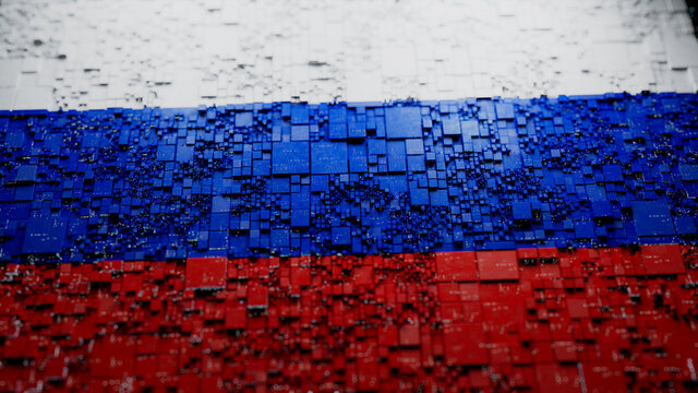 Colors of Russia rendered in a Futuristic 3D style. Russian Innovation Concept. Tech Background.