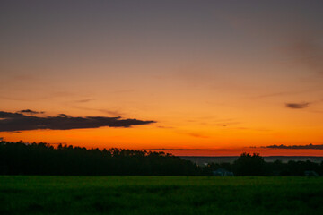 Sunset over the field