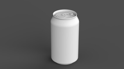 Blank small silver aluminium soda can mockup on black background. Tin package of beer or drink. 3D rendering illustration