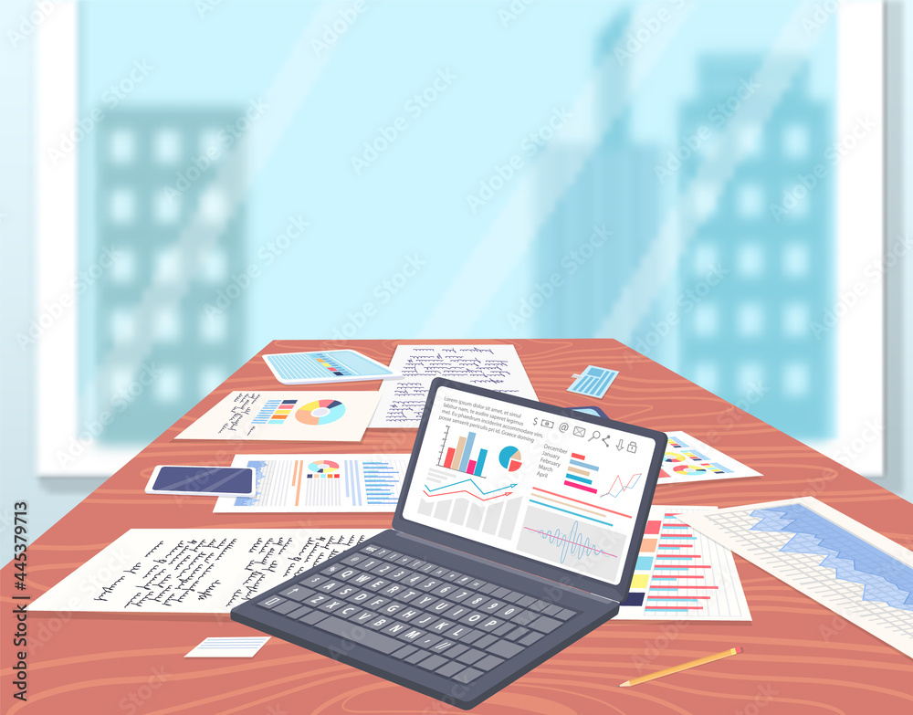 Poster visualize with business analytics. work with statistical data analysis, changing indicators. analyze
