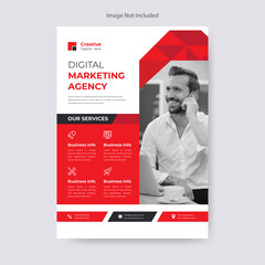 Corporate red colour flyer brochure template design     