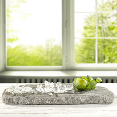 Summer background of free space and ice cubes 