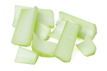 isolated Bok choy vegetable. Bok choy leaves and sliced on the white background.