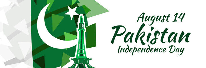 August 14, Happy Pakistan Independence Day vector illustration. Suitable for greeting card, poster and banner