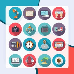 Freelance icon flat set with freelancer workflow business symbols isolated vector illustration