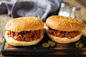 Sloppy joe sandwich with ground beef