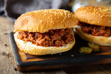 Sloppy joe sandwich with ground beef