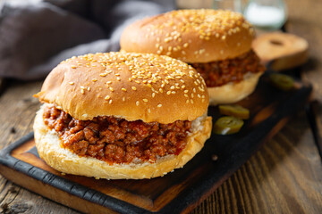 Sloppy joe sandwich with ground beef