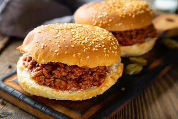 Sloppy joe sandwich with ground beef