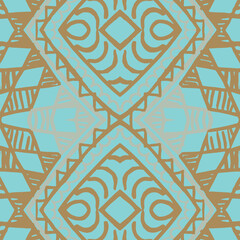 African Tapestry. Beige Graphic Kaleidoscope. Carpet Trendy Bohemian. Light Blue Design Hand drawn. Beige Abstract Artwork. Tribal Vector Print Boho. Pillowcase Geometric Hippie.