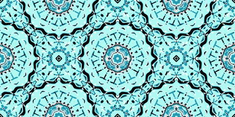 Ethnic Vector Floral Tile. Blue Portuguese Tile Ornament. Indigo Ceramic Tile Mosaic. Indigo Design Handmade. Azulejo Bohemian Trendy. Mediterranean Artwork. Azulejo Trendy Geometric.